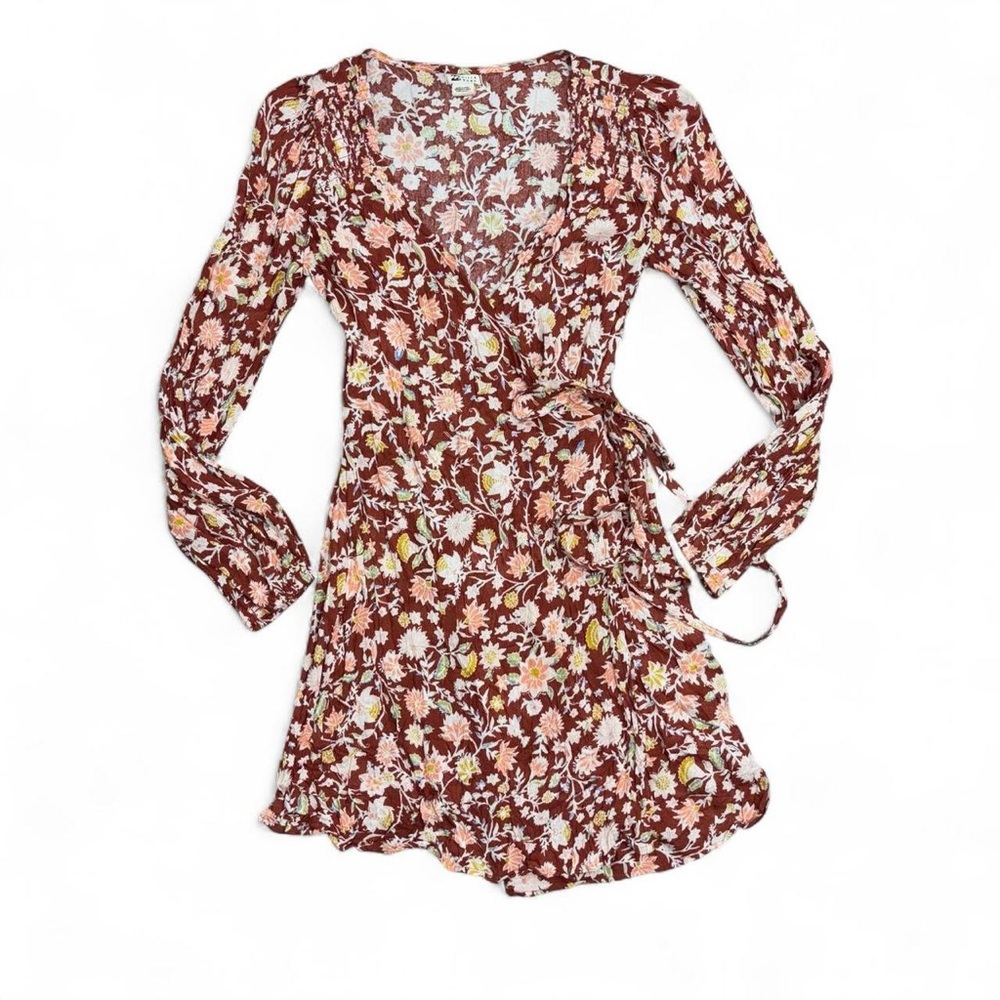 Billabong Floral Long Sleeve Dress Wrap Around